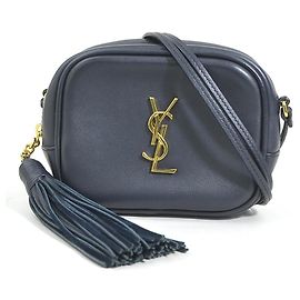 Bolsa de ombro de couro azul marinho Saint Laurent Azul marinho