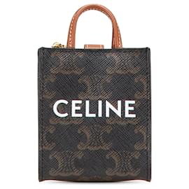 Céline Celine Brown Micro Triomphe Coated Canvas Vertical Cabas Bag Charm Brown Dark brown
