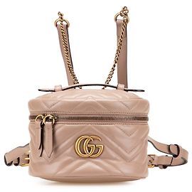 Gucci Pink GG Marmont Runder Matelassé Leder Rucksack Pink