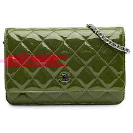 Chanel-Chanel Red Bicolor Classic Patent Wallet On Chain-Other