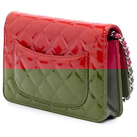 Chanel-Chanel Red Bicolor Classic Patent Wallet On Chain-Other