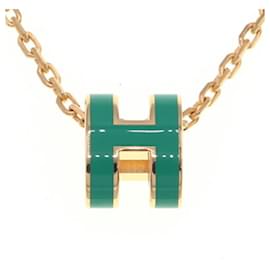 Hermès-Hermes Mini Pop H Necklace-Golden,Green