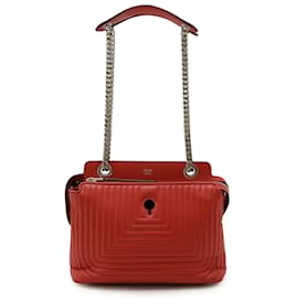 Fendi Dotcom Leather Shoulder Bag Red