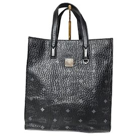 MCM Visetos Klassic Tote Bag Black/Grey Black Grey