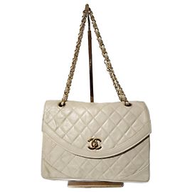 Bolsa de ombro Chanel Classica Timeless Matelassè creme Cru