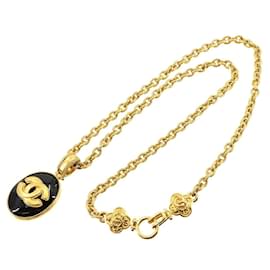 Chanel-Chanel Coco Mark Necklace-Black,Golden