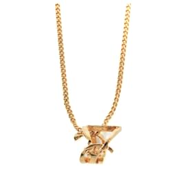 Yves Saint Laurent-Yves Saint Laurent Twist Metal Women's Fashion Necklace-Golden