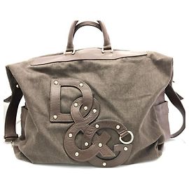 Bolsa Boston de couro marrom e lona Dolce & Gabbana Marrom