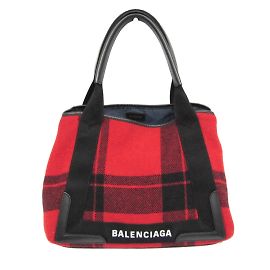 Balenciaga Navy Cabas S Handbag Black Red