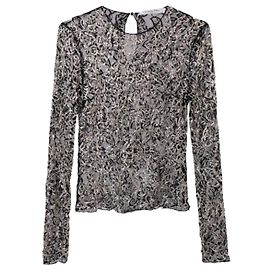 Christian Dior Top Gráfico Negro Negro Plata