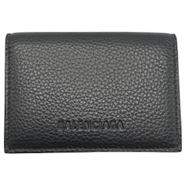 Balenciaga-Balenciaga Black Leather Tri-fold Wallet-Black