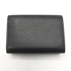 Balenciaga-Balenciaga Black Leather Tri-fold Wallet-Black