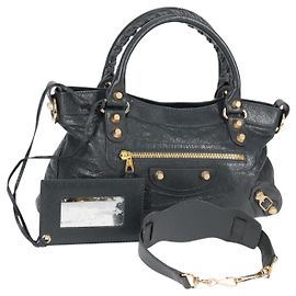 Sac à main en cuir BALENCIAGA Giant First 2way gris or 285433 Auth am8472A Marron Doré
