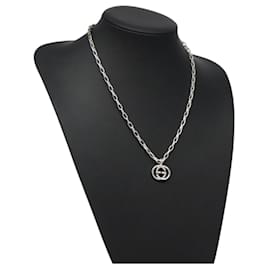 Gucci-GUCCI Interlocking Necklace Ag925 Silver Auth yk18400-Silvery