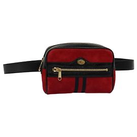 GUCCI Sac à taille Suède Rouge Or 517076 Auth BA2345 Rouge Doré