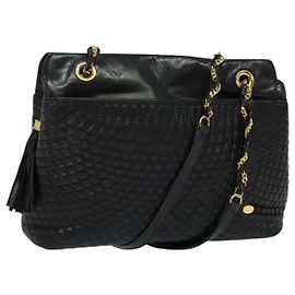 Borsa a Spalla BALLY in Pelle Nera Oro Auth BA2507 Nero D'oro