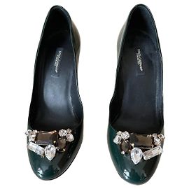 Dolce & Gabbana Leather Heels Dark Green Dark green