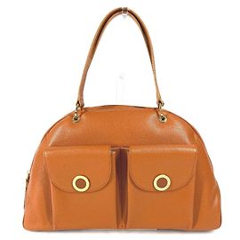 Bulgari Bolsa Boston Mini de couro marrom Bvlgari Marrom