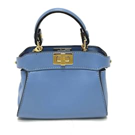 Fendi-Fendi Peekaboo Nano Pochette Bag-Blue