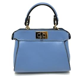 Fendi-Fendi Peekaboo Nano Pochette Bag-Blue