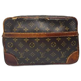 Vintage Louis Vuitton Monogram Leather Clutch Brown Brown