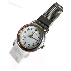 Relógio de quartzo vintage Courreges de metal prateado Prata
