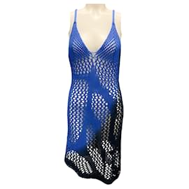 Attico-The Attico Blue / Navy Ombre Crochet Knit Dress-Blue