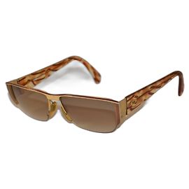 Occhiali da sole Fendi FS120 Marrone Oro Metallo Plastica Marrone D'oro