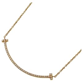 Tiffany & Co-Tiffany Necklace T Smile Small in 18K Yellow Gold with Diamond-Other