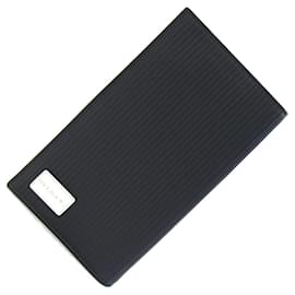 Bulgari-Bvlgari Bi-fold Long Wallet in Black Leather and Coated Canvas-Black