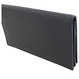 Bulgari-Bvlgari Bi-fold Long Wallet in Black Leather and Coated Canvas-Black