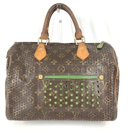 Louis Vuitton-Louis Vuitton Monogram Perforated Speedy 30 Bag-Brown,Green
