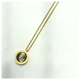 Versace-Versace Enamel Medusa Necklace in Black and Gold-Black,Golden