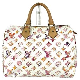 Borsa Boston Mini Speedy 30 VVN Monogramma Acquerello Louis Vuitton Rosa Bianco