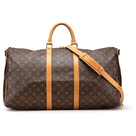 Louis Vuitton-Louis Vuitton Brown Monogram Keepall Bandouliere 55-Brown