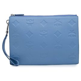 Pochette zip Aren in pelle blu MCM Blu Blu chiaro