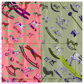Hermès-Hermès Pink Raconte Moi le Cheval Silk Scarf-Pink