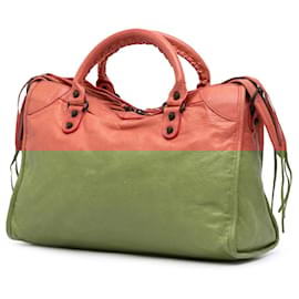 Balenciaga-Balenciaga Red Lambskin Motocross Classic City Satchel-Red,Other
