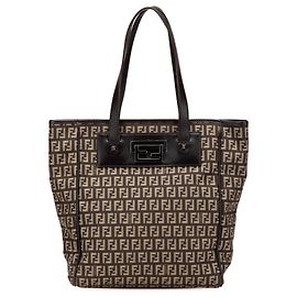 Fendi Brown Zucchino Canvas Tote Brown Dark brown