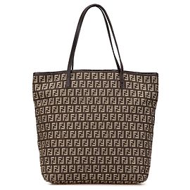 Fendi Braune Zucchino Canvas Tasche Braun Dunkelbraun