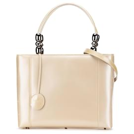 Dior-Dior Brown Patent Malice Pearl Satchel-Brown,Beige
