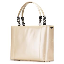 Dior-Dior Brown Patent Malice Pearl Satchel-Brown,Beige