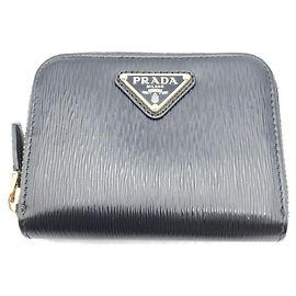 Prada Vitello Move Round Zip Wallet/Coin Case Black