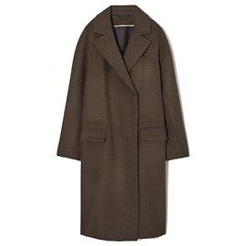 Cos double-breasted houndstooth wool coat brown Brown