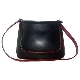Lancel Leather Handbag Black and Red Black Red