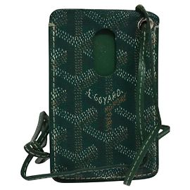 GOYARD Herringbone Pass Case in pelle PVC verde Auth 123464 Verde