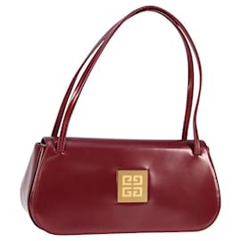 Givenchy-GIVENCHY Shoulder Bag Patent leather Bordeaux Gold Auth 124490V-Golden,Dark red