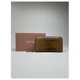 Portafoglio in pelle verniciata Miu Miu vintage marrone Cammello