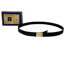 Vintage Yves Saint Laurent Leather Belt brown black reversible Black