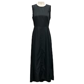 Peserico-Peserico Black / Silver Monili Bead Embellished Neck Sleeveless Techno Gown-Black